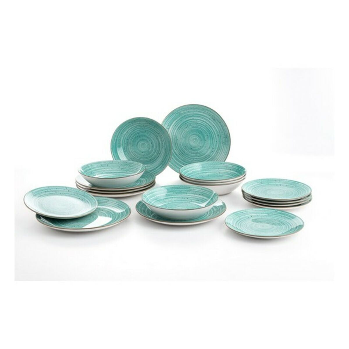 Dinnerware Set Quid Montreal Ceramic Turquoise Stoneware 18 Pieces-5