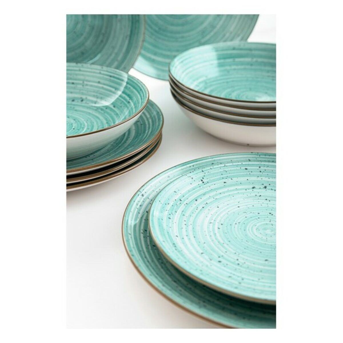 Dinnerware Set Quid Montreal Ceramic Turquoise Stoneware 18 Pieces-2
