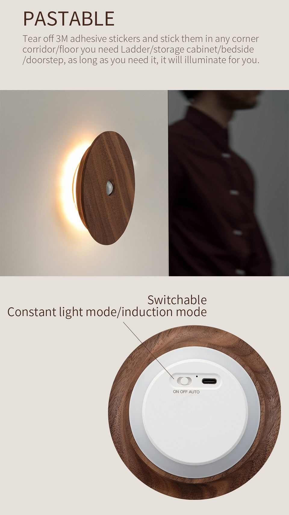 LED Wireless Rechargeable Motion Sensor Night Light