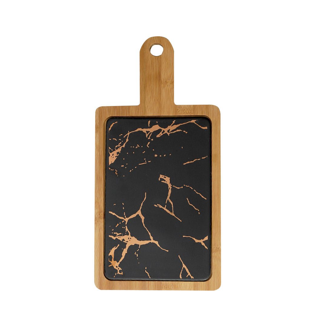 Black Square Wooden Serving plate 33.5cm