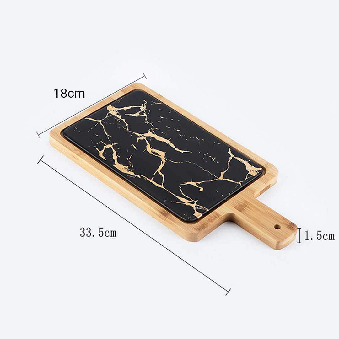 Black Square Wooden Serving plate 33.5cm