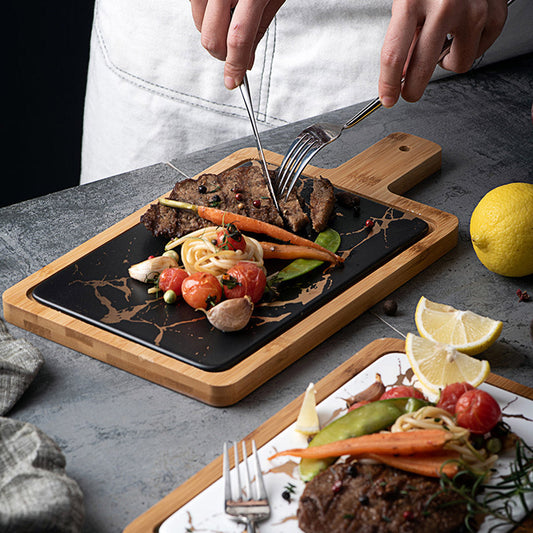 Black Square Wooden Serving plate 33.5cm