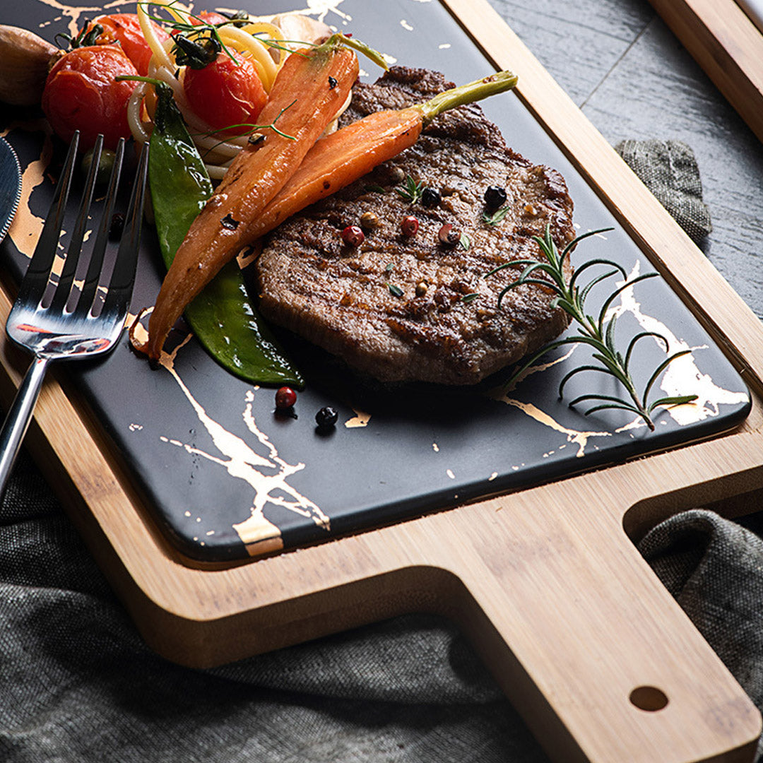 Black Square Wooden Serving plate 33.5cm